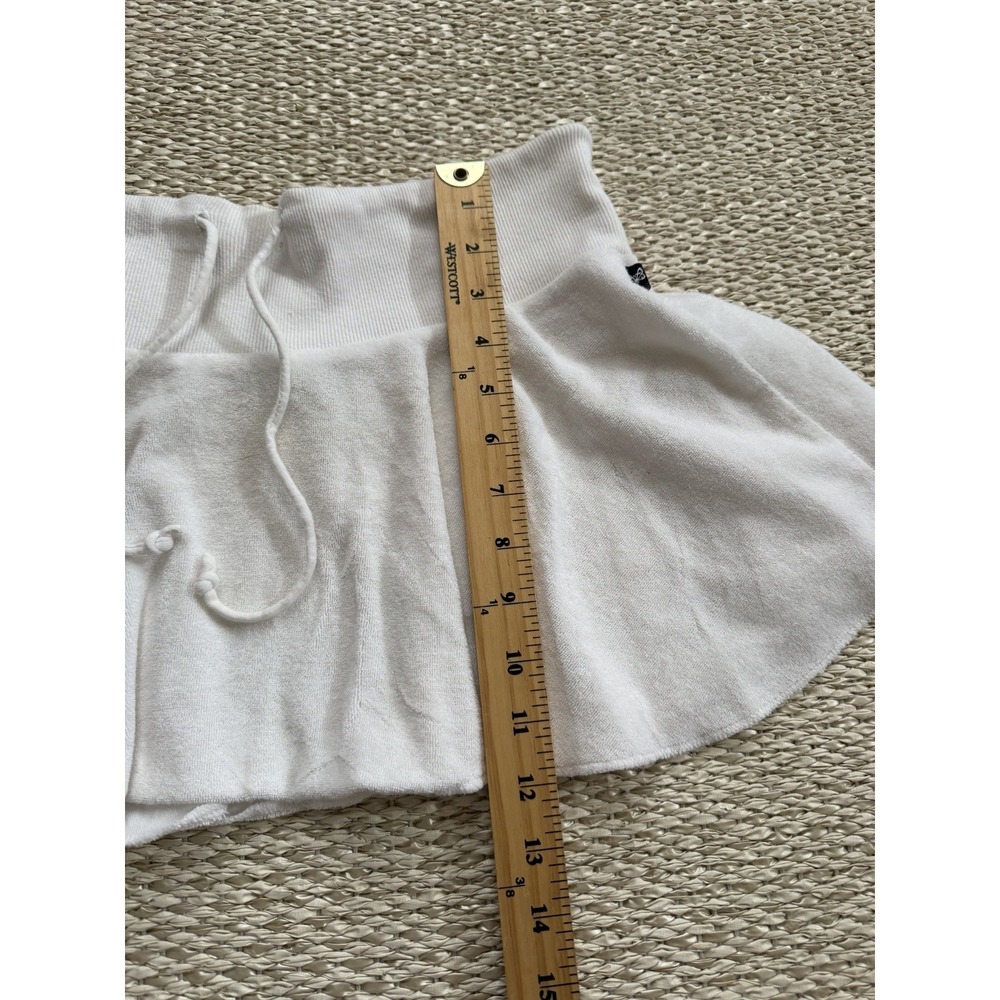 Vintage Y2K Self Esteem White Terry Toweling Mini Skirt M Short Flouncy Festival - Picture 4 of 7